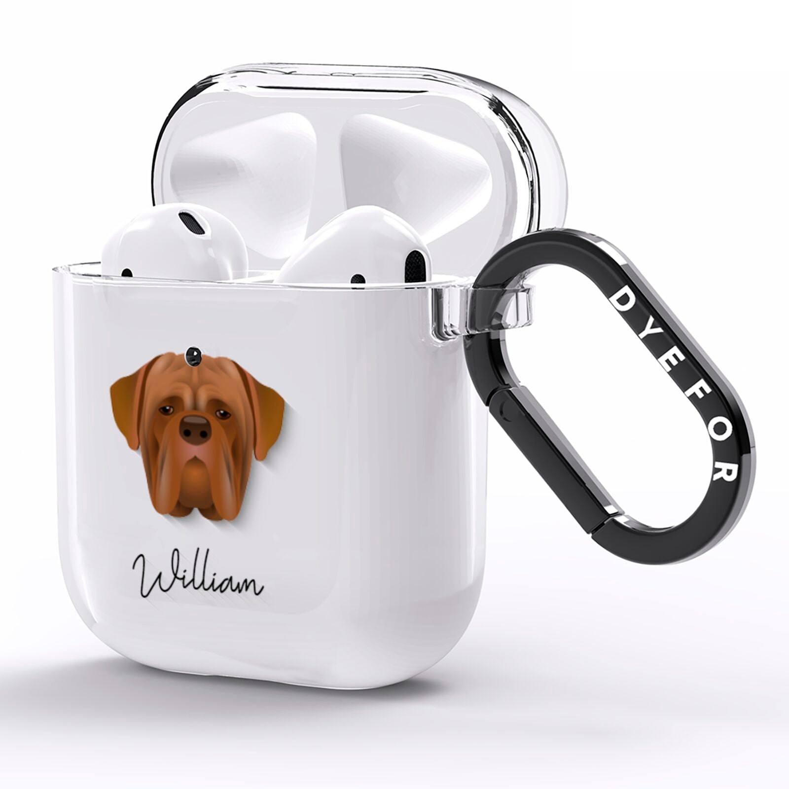 Dogue de Bordeaux Personalised AirPods Clear Case Side Image