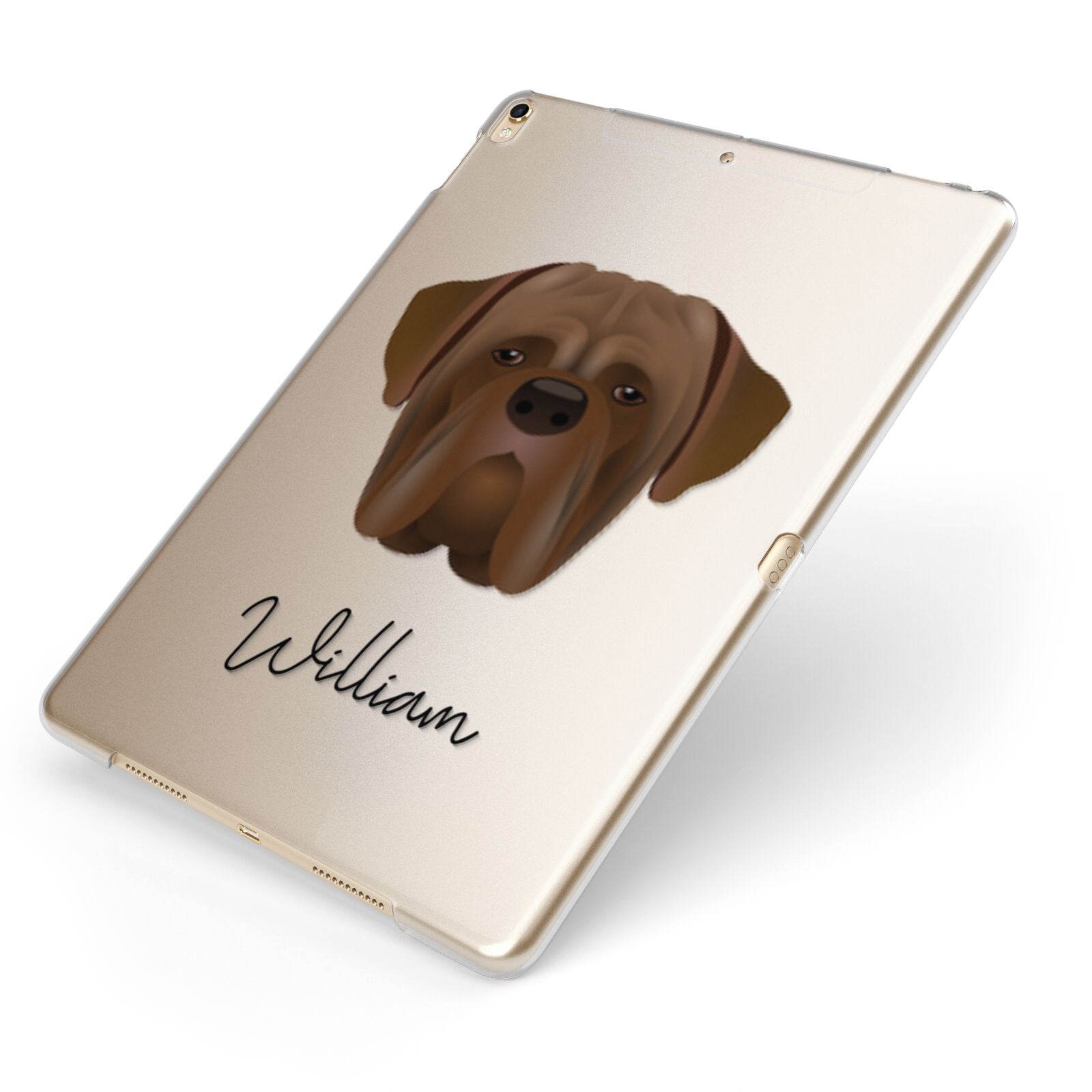 Dogue de Bordeaux Personalised Apple iPad Case on Gold iPad Side View