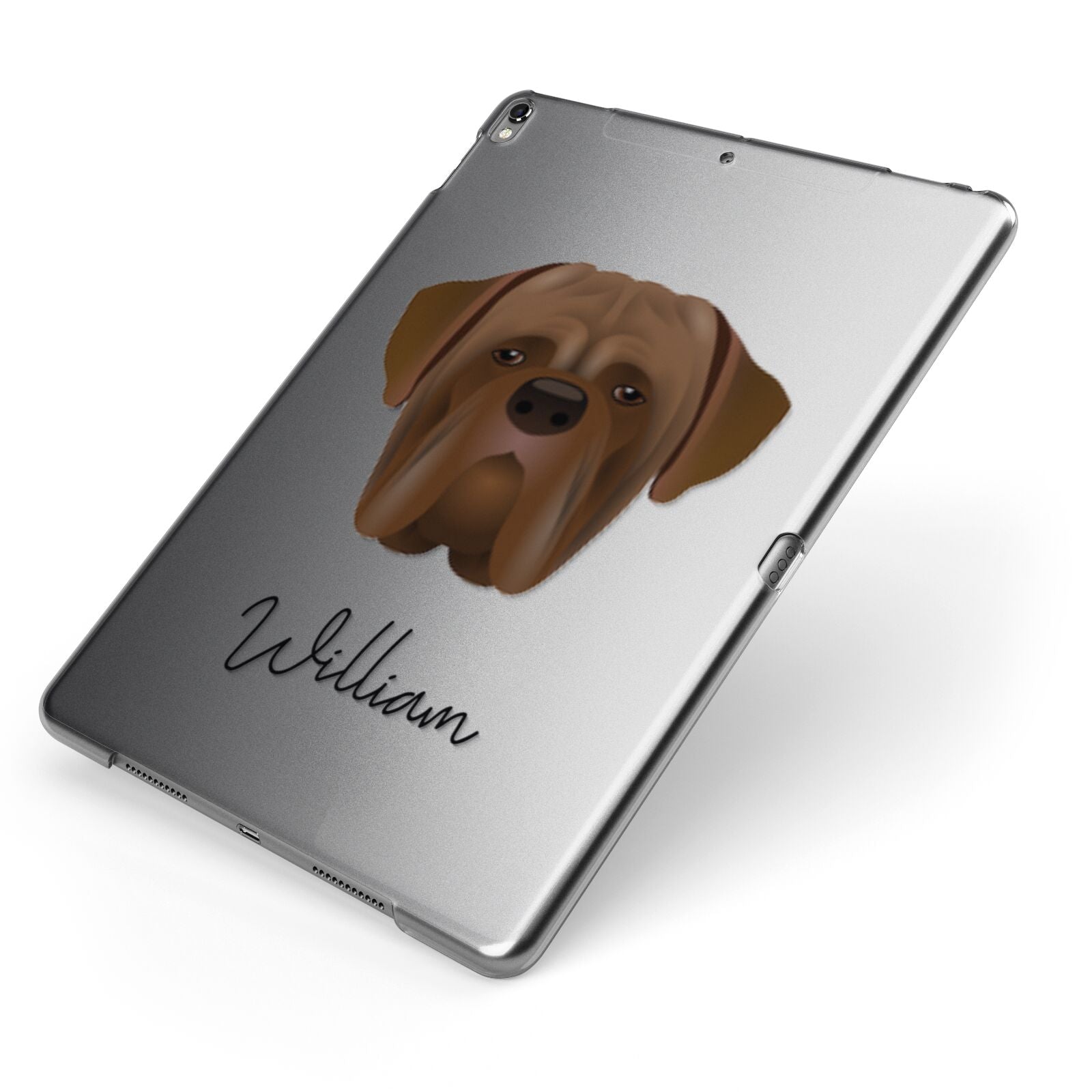 Dogue de Bordeaux Personalised Apple iPad Case on Grey iPad Side View