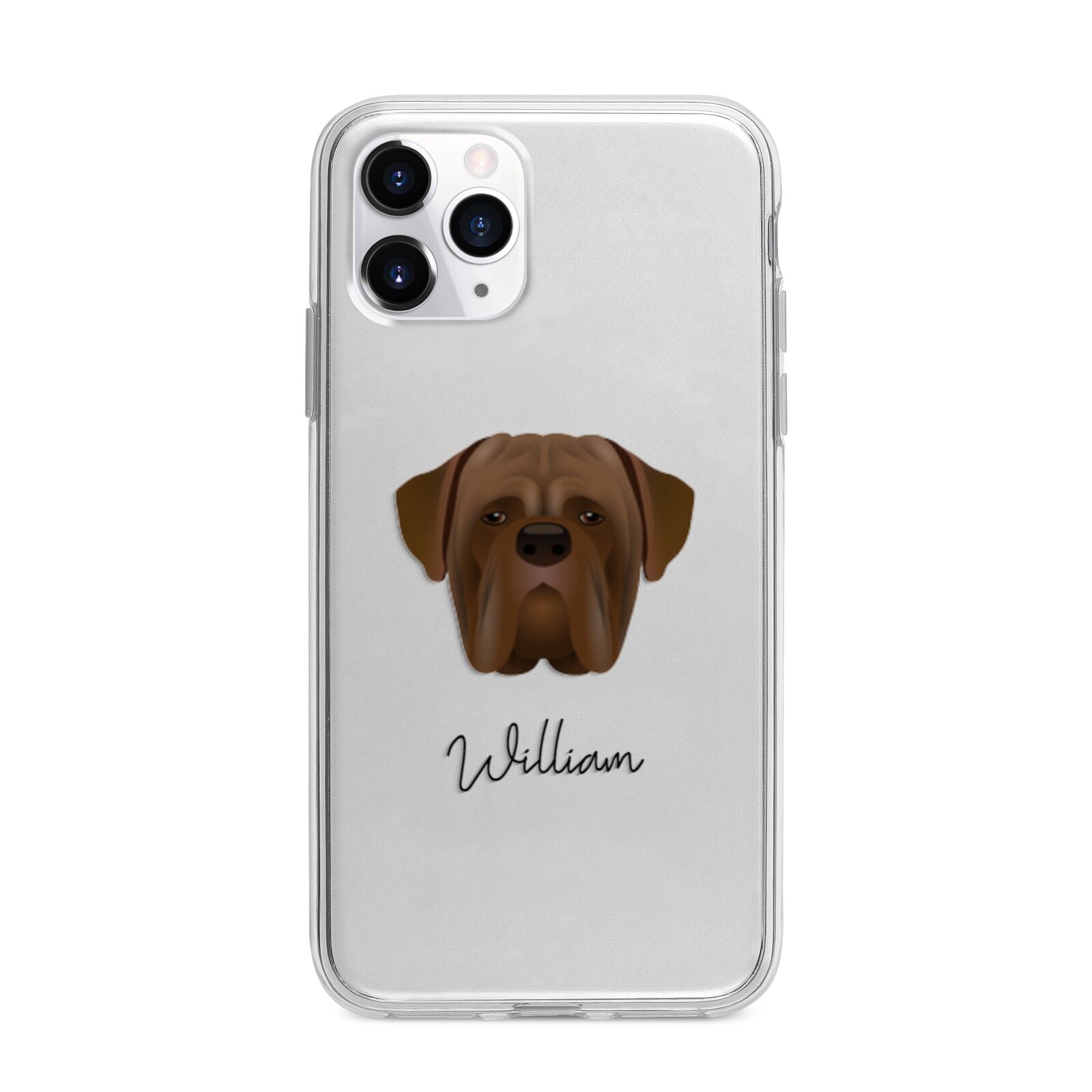 Dogue de Bordeaux Personalised Apple iPhone 11 Pro Max in Silver with Bumper Case