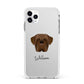Dogue de Bordeaux Personalised Apple iPhone 11 Pro Max in Silver with White Impact Case