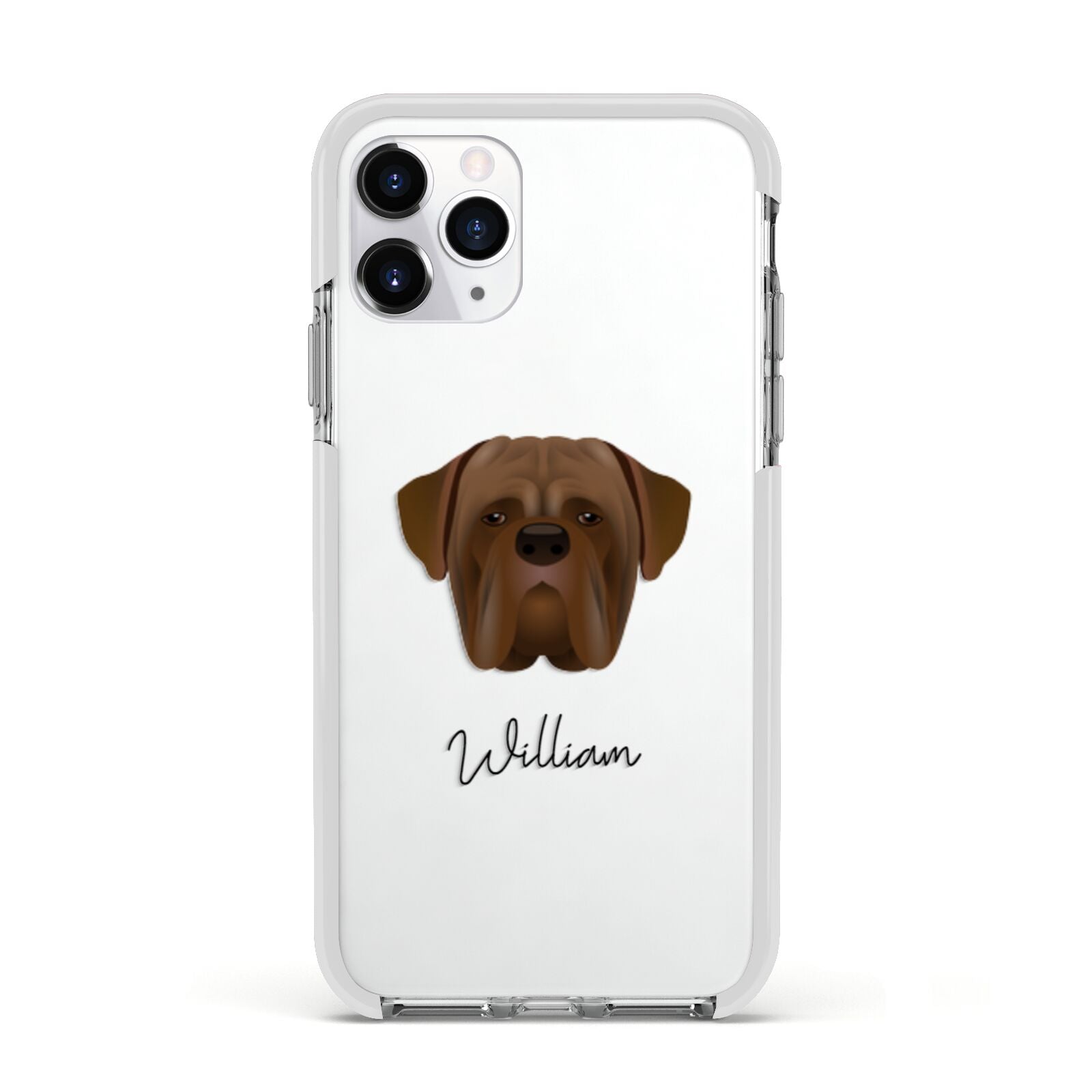 Dogue de Bordeaux Personalised Apple iPhone 11 Pro in Silver with White Impact Case