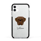 Dogue de Bordeaux Personalised Apple iPhone 11 in White with Black Impact Case
