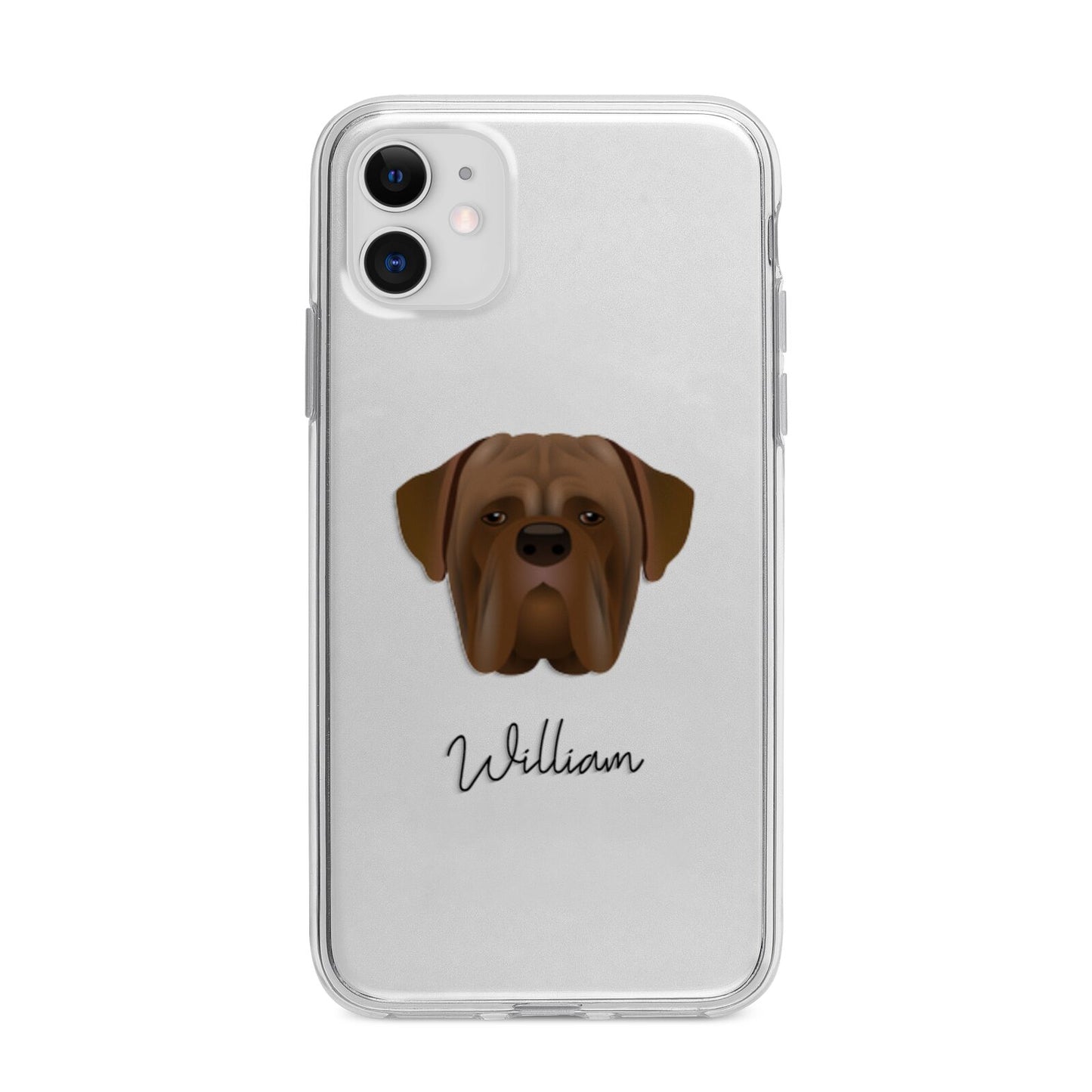 Dogue de Bordeaux Personalised Apple iPhone 11 in White with Bumper Case