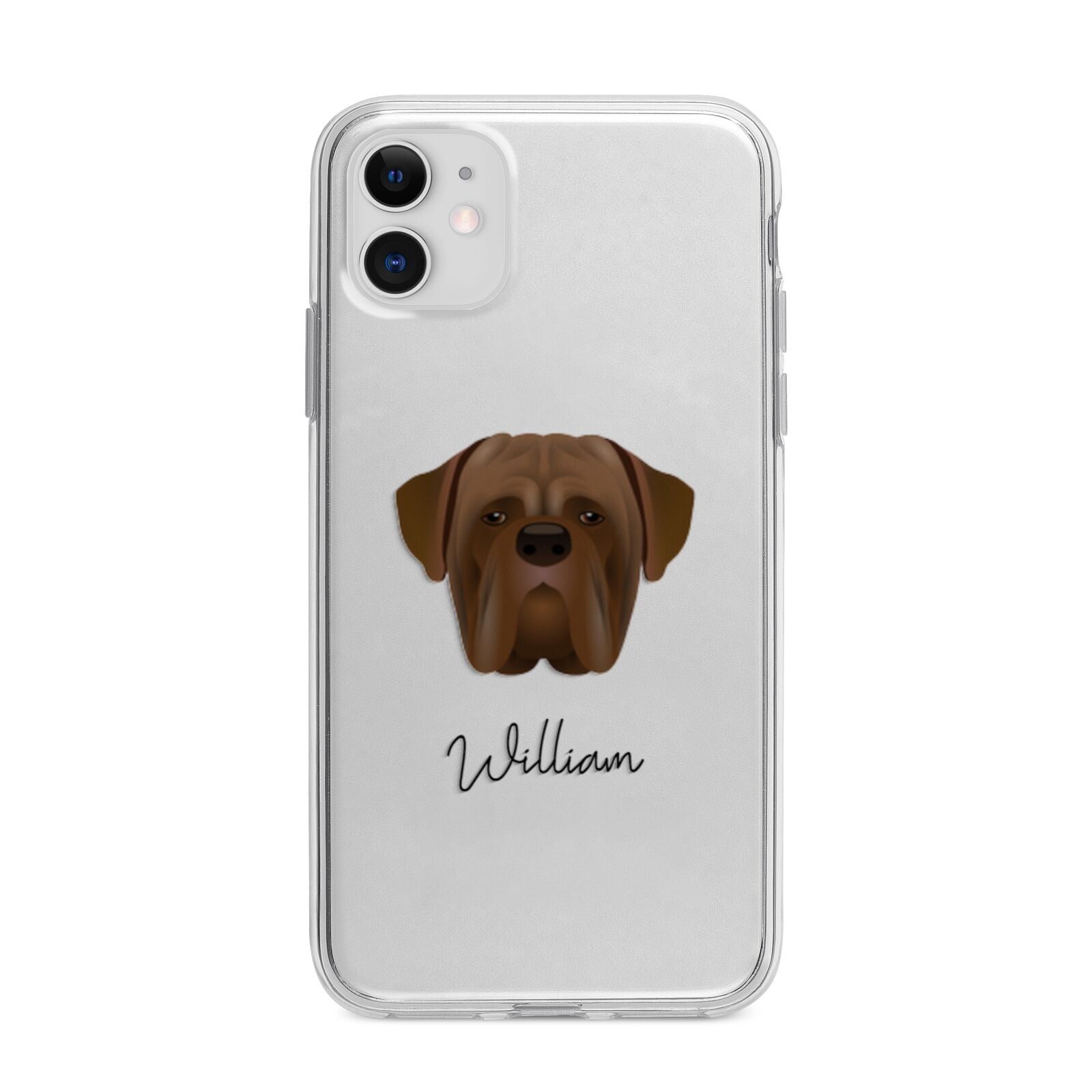 Dogue de Bordeaux Personalised Apple iPhone 11 in White with Bumper Case