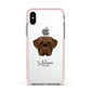 Dogue de Bordeaux Personalised Apple iPhone Xs Impact Case Pink Edge on Silver Phone