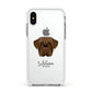 Dogue de Bordeaux Personalised Apple iPhone Xs Impact Case White Edge on Silver Phone