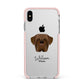 Dogue de Bordeaux Personalised Apple iPhone Xs Max Impact Case Pink Edge on Silver Phone