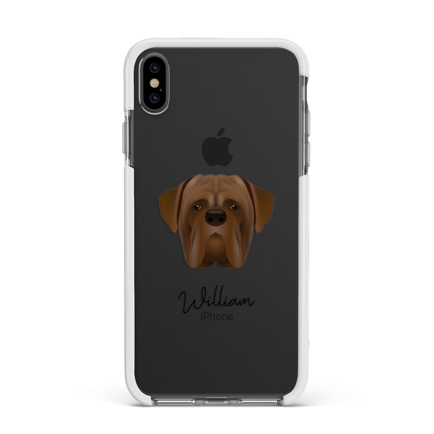 Dogue de Bordeaux Personalised Apple iPhone Xs Max Impact Case White Edge on Black Phone