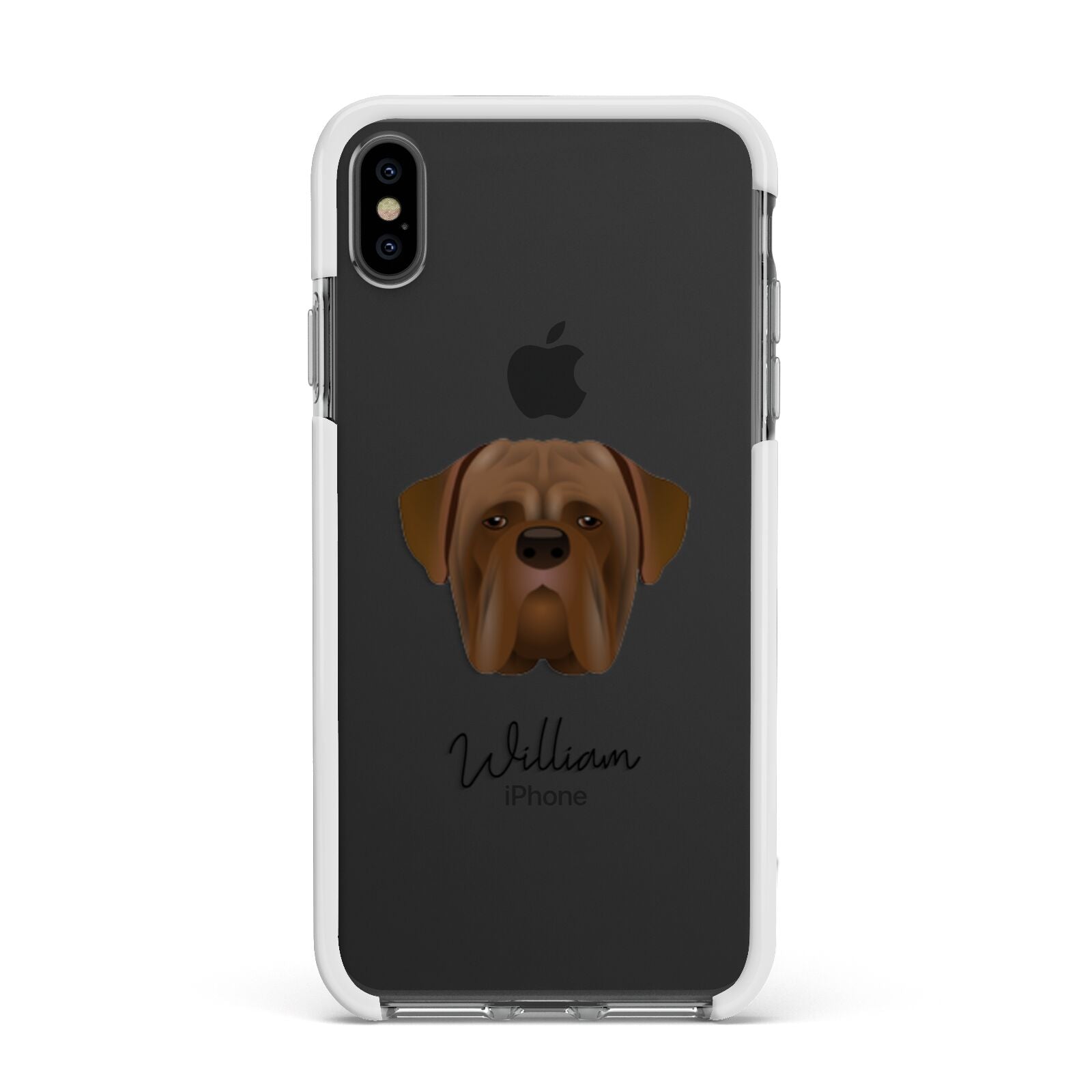 Dogue de Bordeaux Personalised Apple iPhone Xs Max Impact Case White Edge on Black Phone