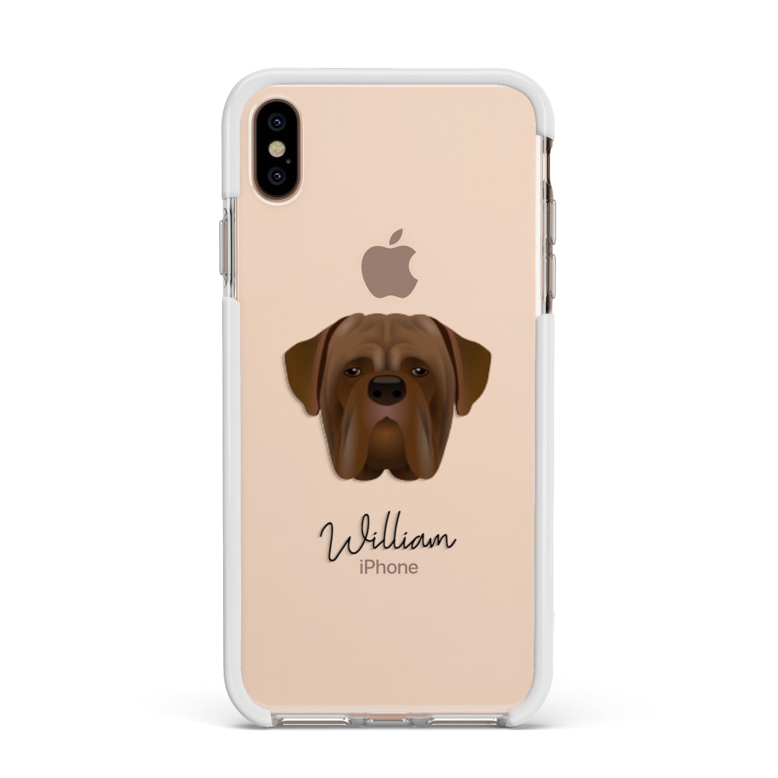 Dogue de Bordeaux Personalised Apple iPhone Xs Max Impact Case White Edge on Gold Phone