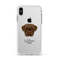 Dogue de Bordeaux Personalised Apple iPhone Xs Max Impact Case White Edge on Silver Phone