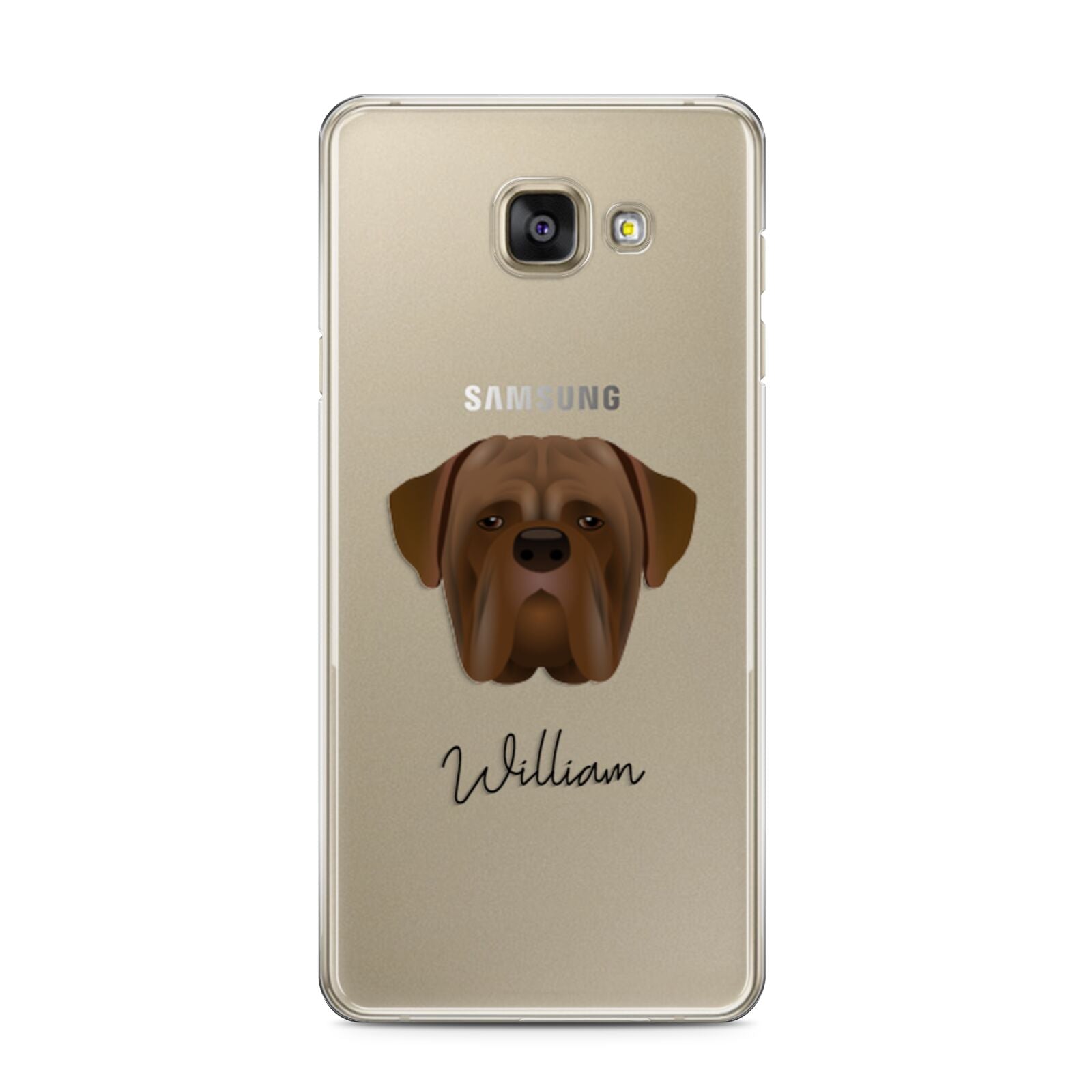 Dogue de Bordeaux Personalised Samsung Galaxy A3 2016 Case on gold phone