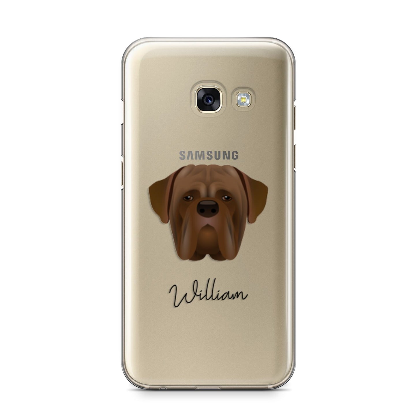 Dogue de Bordeaux Personalised Samsung Galaxy A3 2017 Case on gold phone