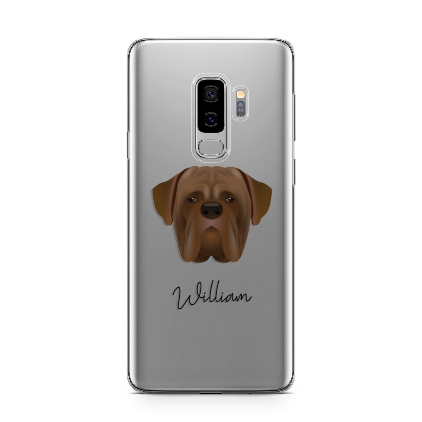 Dogue de Bordeaux Personalised Samsung Galaxy S9 Plus Case on Silver phone