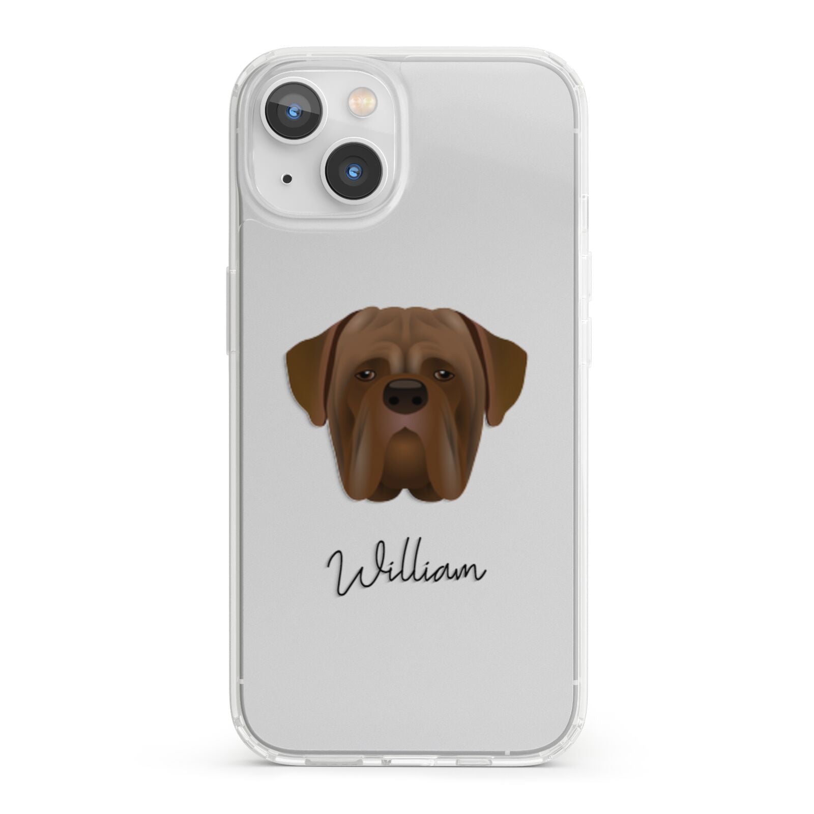 Dogue de Bordeaux Personalised iPhone 13 Clear Bumper Case