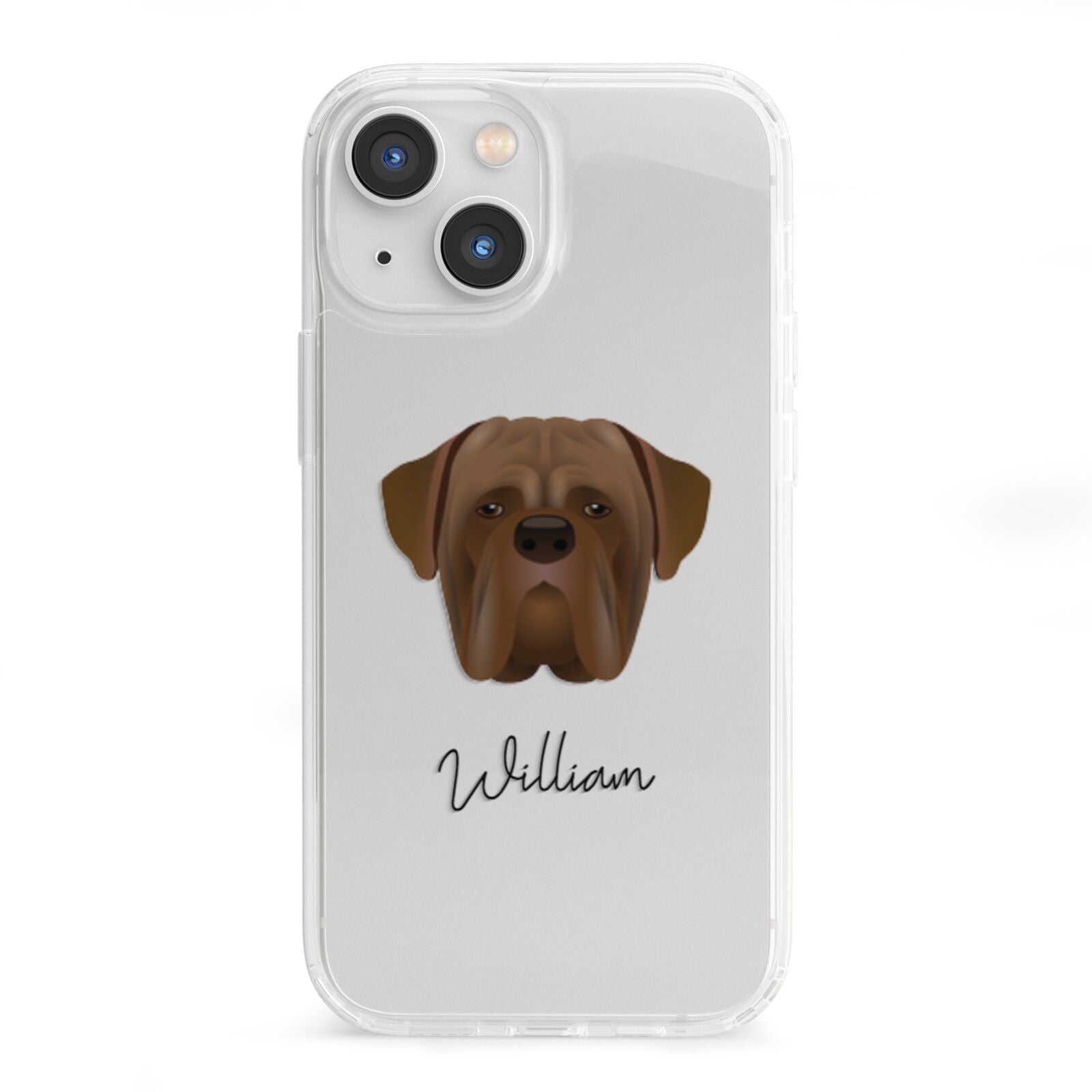 Dogue de Bordeaux Personalised iPhone 13 Mini Clear Bumper Case