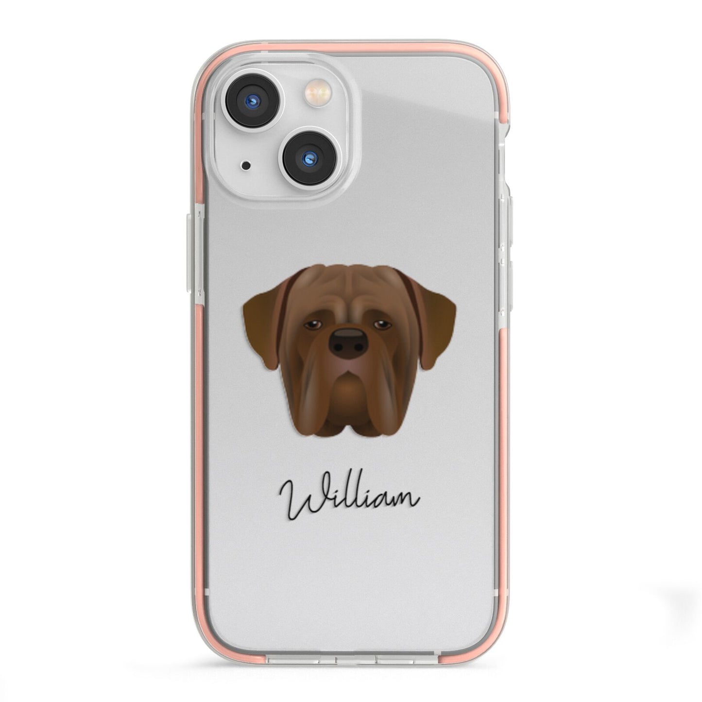 Dogue de Bordeaux Personalised iPhone 13 Mini TPU Impact Case with Pink Edges