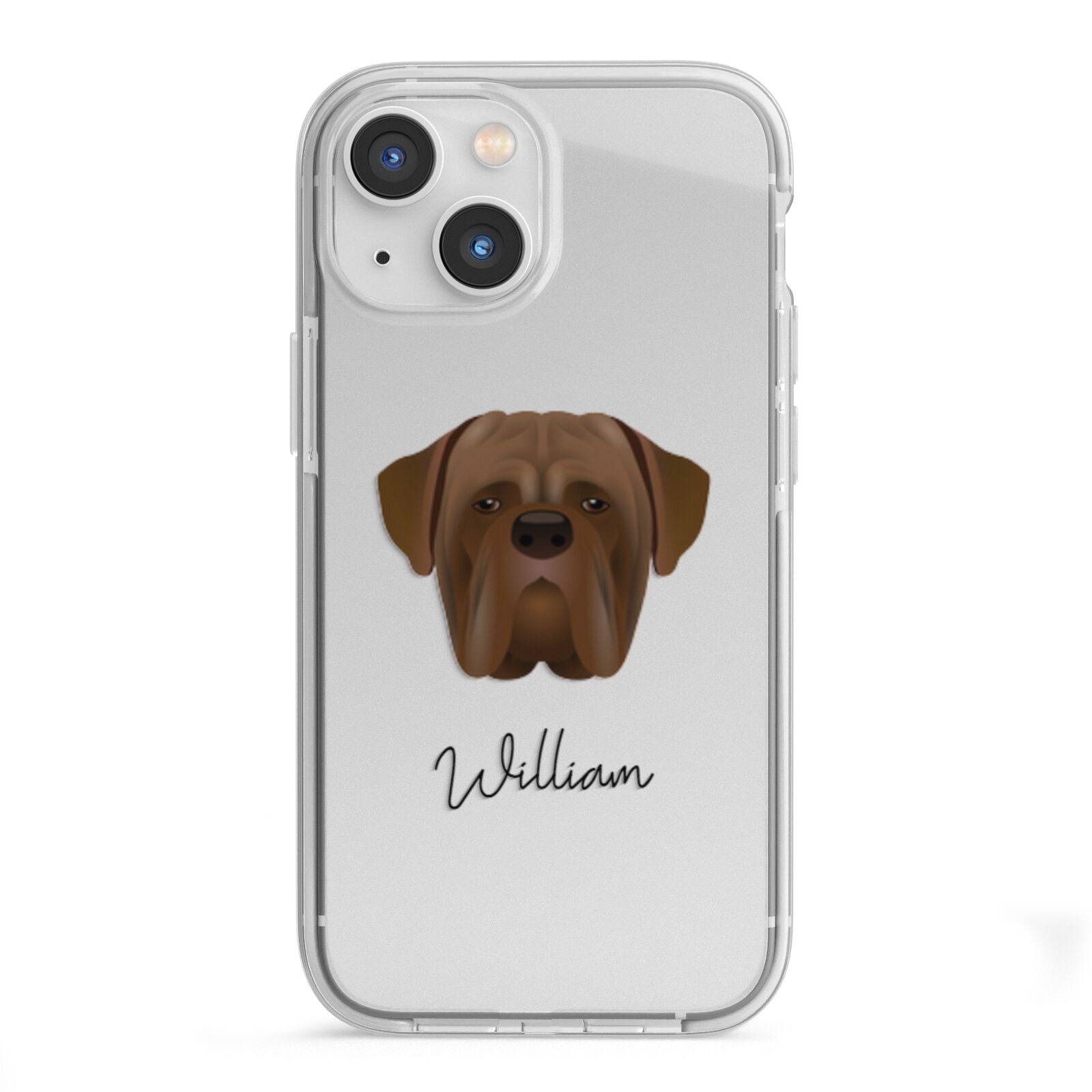 Dogue de Bordeaux Personalised iPhone 13 Mini TPU Impact Case with White Edges