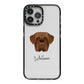 Dogue de Bordeaux Personalised iPhone 13 Pro Max Black Impact Case on Silver phone