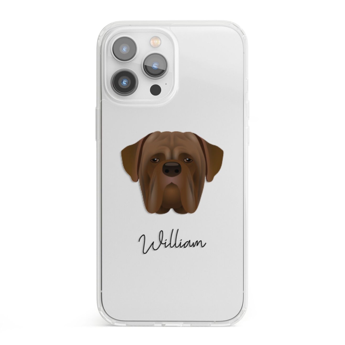 Dogue de Bordeaux Personalised iPhone 13 Pro Max Clear Bumper Case
