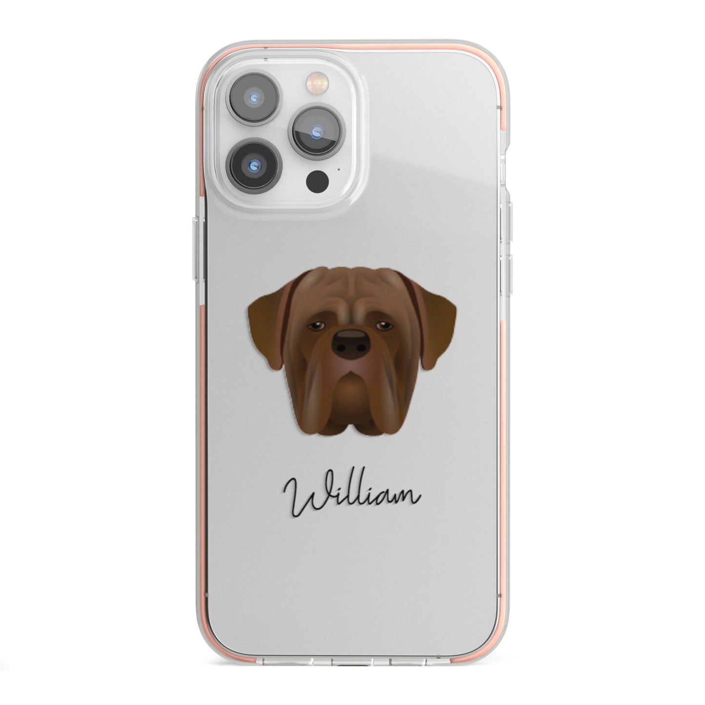 Dogue de Bordeaux Personalised iPhone 13 Pro Max TPU Impact Case with Pink Edges