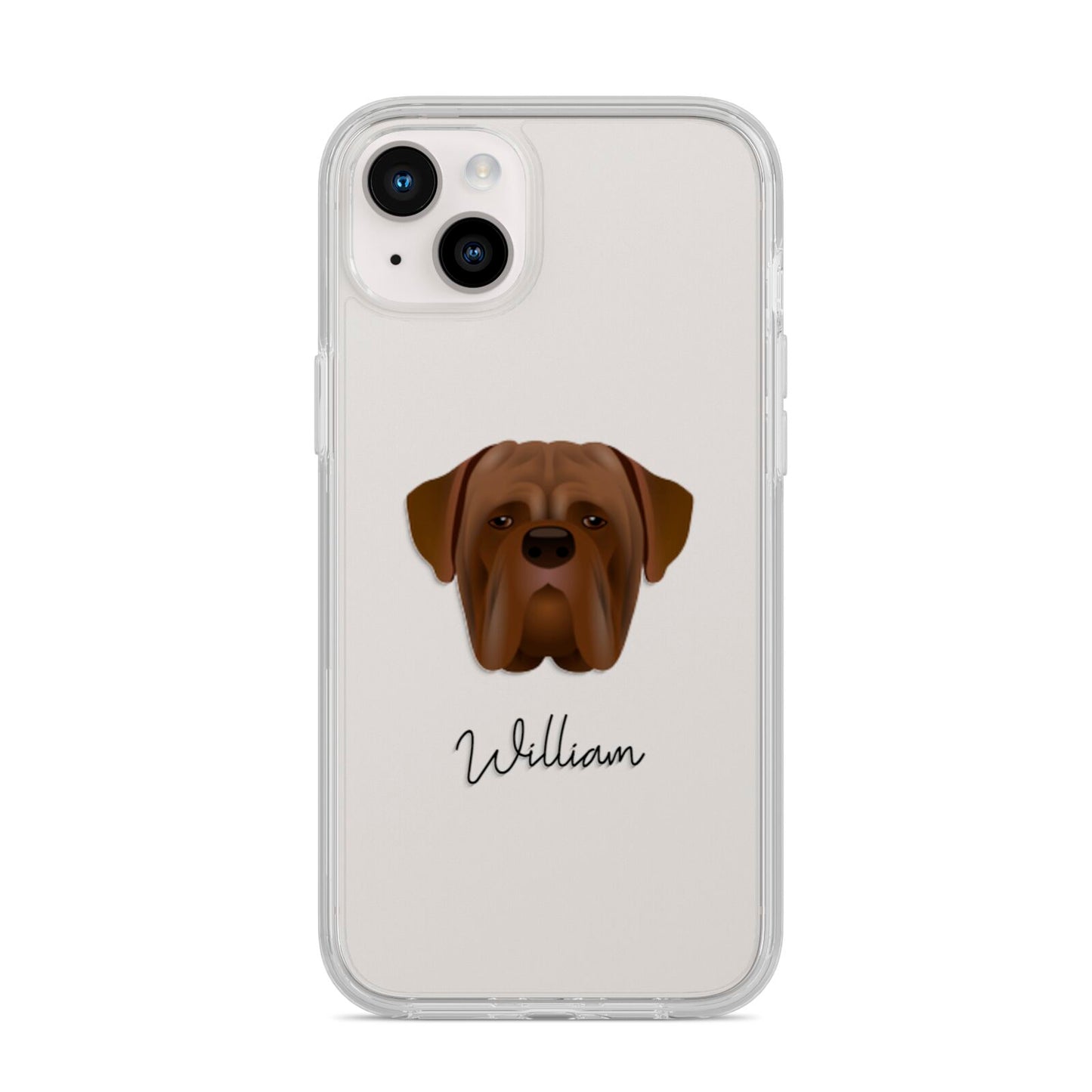 Dogue de Bordeaux Personalised iPhone 14 Plus Clear Tough Case Starlight