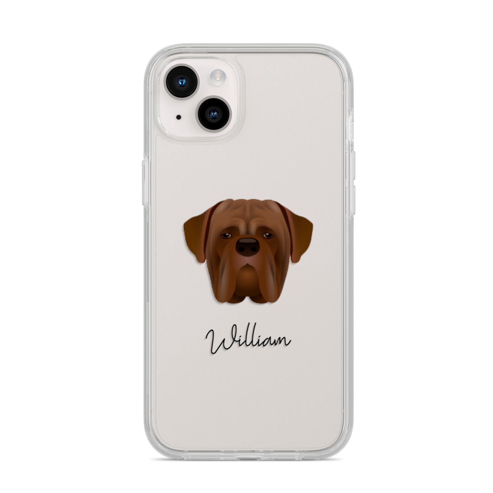 Dogue de Bordeaux Personalised iPhone 14 Plus Clear Tough Case Starlight