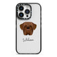 Dogue de Bordeaux Personalised iPhone 14 Pro Black Impact Case on Silver phone