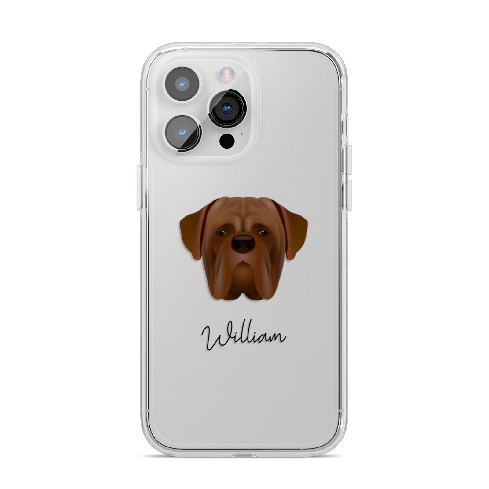 Dogue de Bordeaux Personalised iPhone 14 Pro Max Clear Tough Case Silver