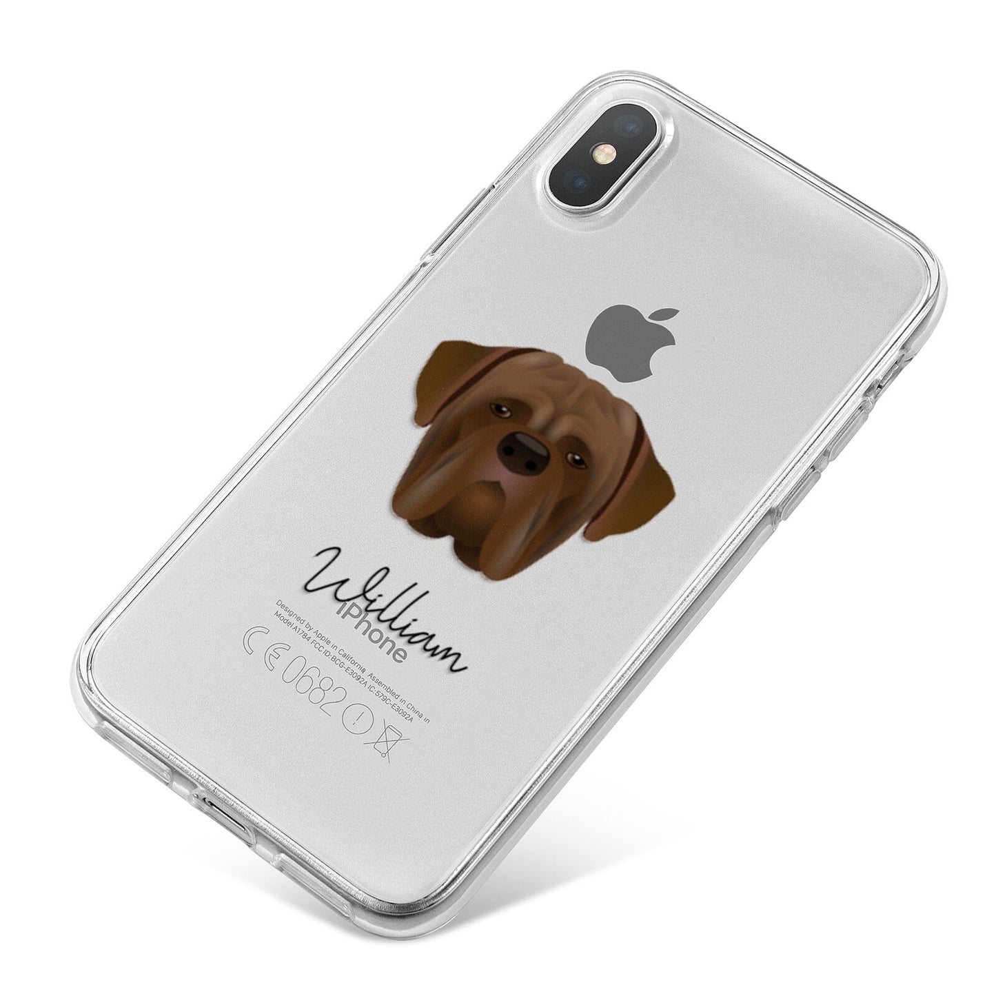 Dogue de Bordeaux Personalised iPhone X Bumper Case on Silver iPhone