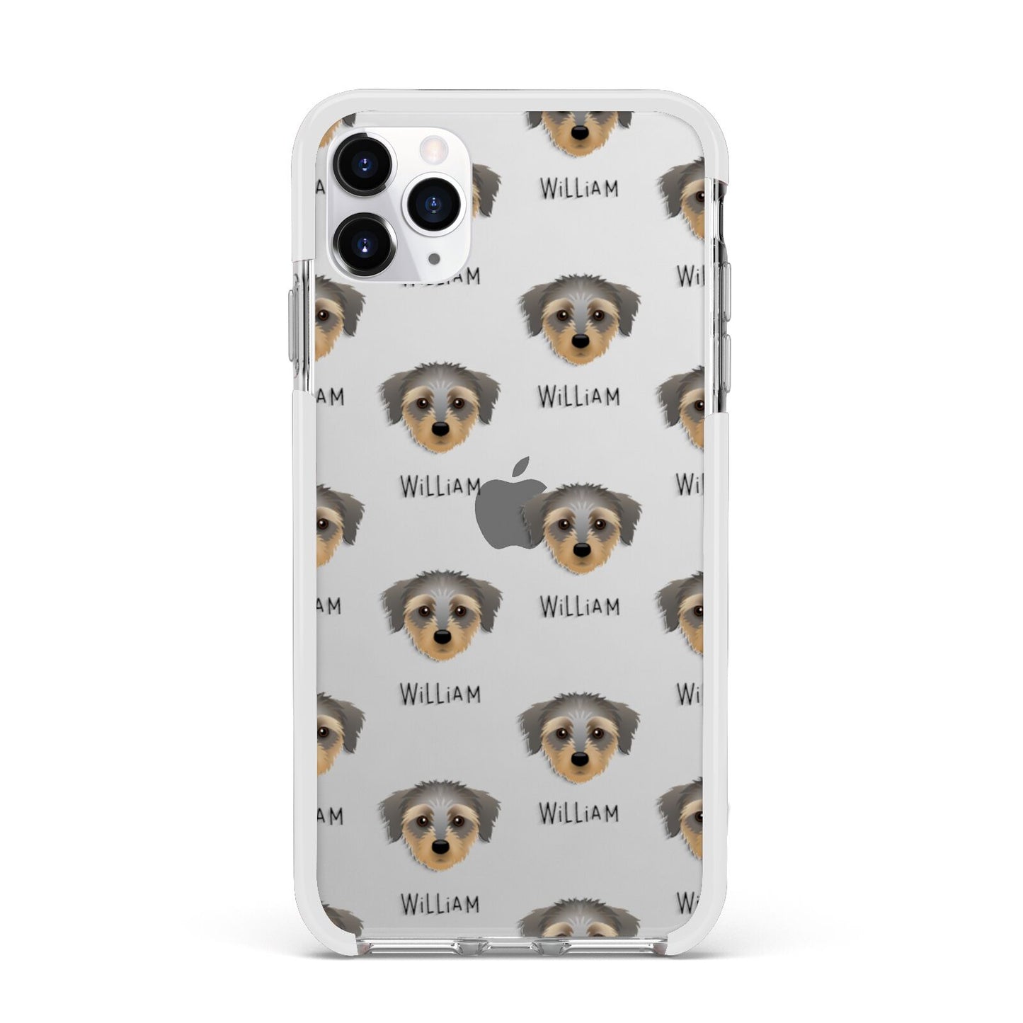 Dorkie Icon with Name Apple iPhone 11 Pro Max in Silver with White Impact Case