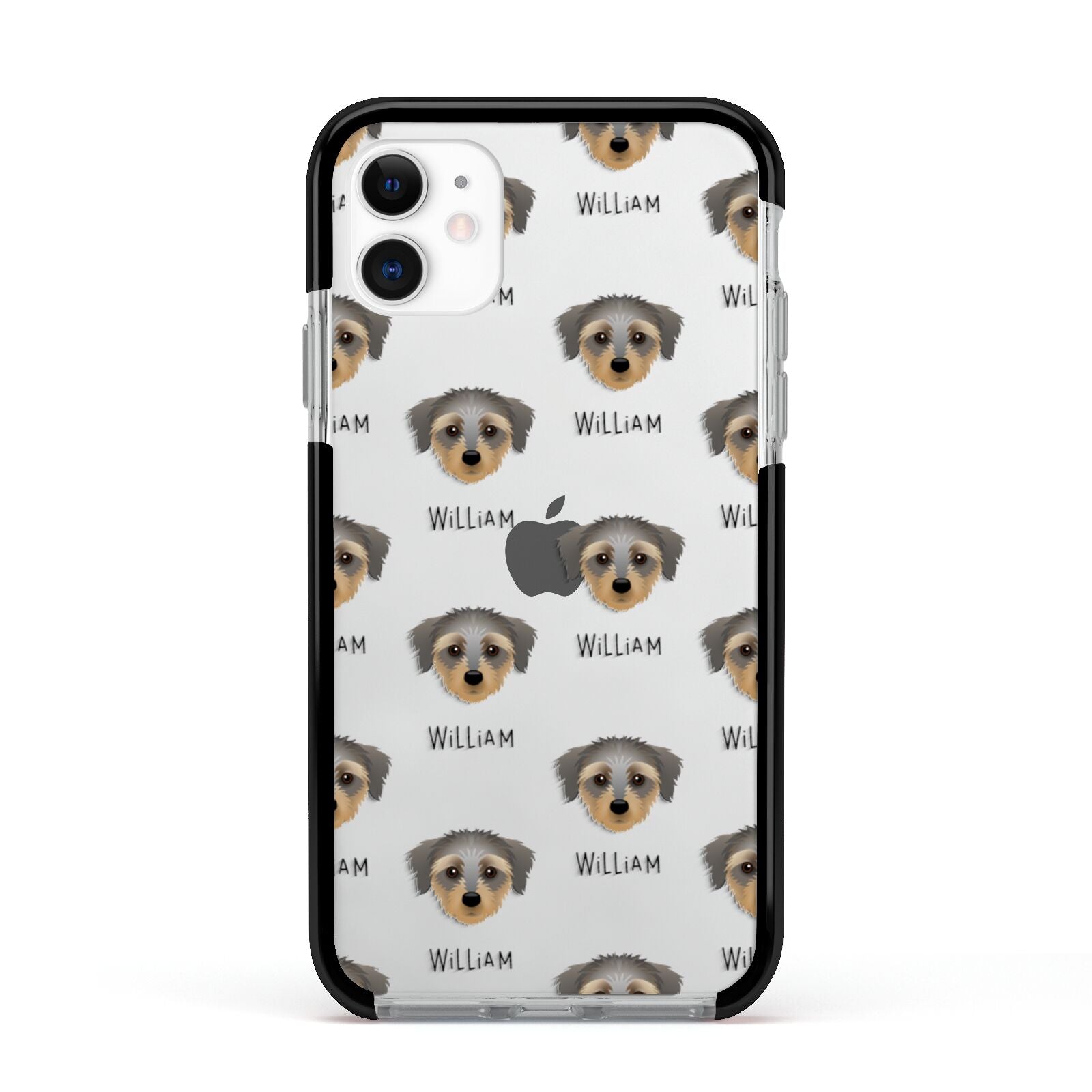 Dorkie Icon with Name Apple iPhone 11 in White with Black Impact Case