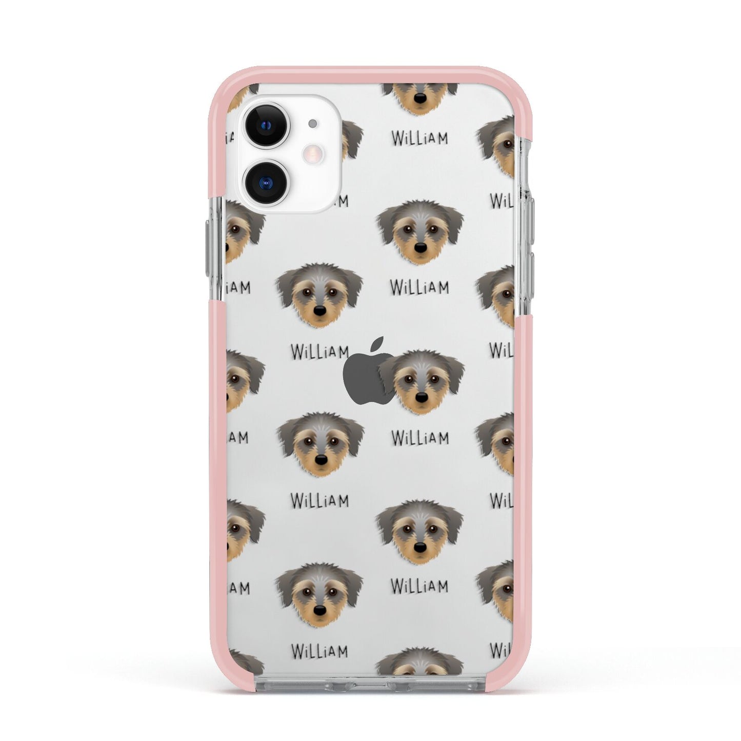 Dorkie Icon with Name Apple iPhone 11 in White with Pink Impact Case