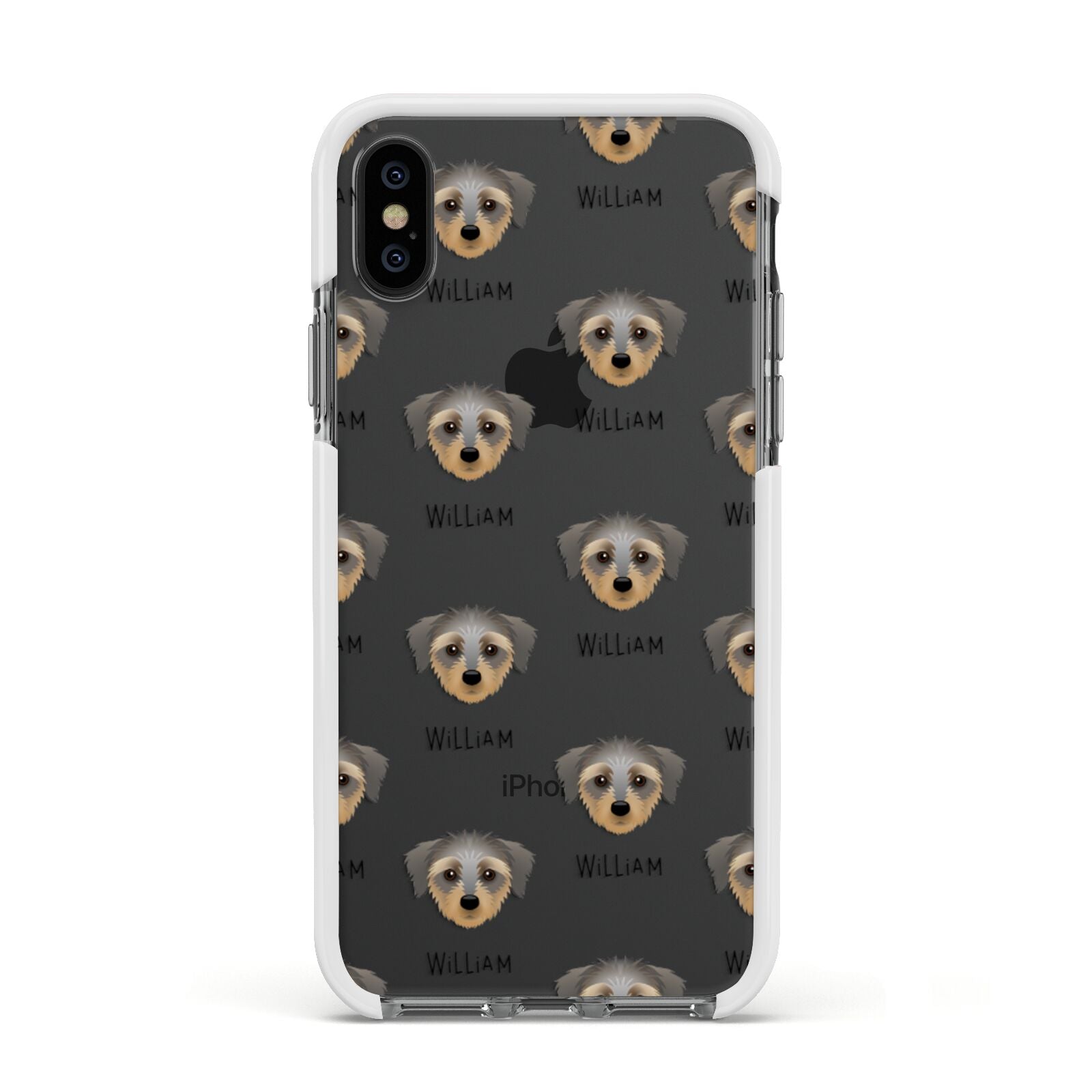 Dorkie Icon with Name Apple iPhone Xs Impact Case White Edge on Black Phone