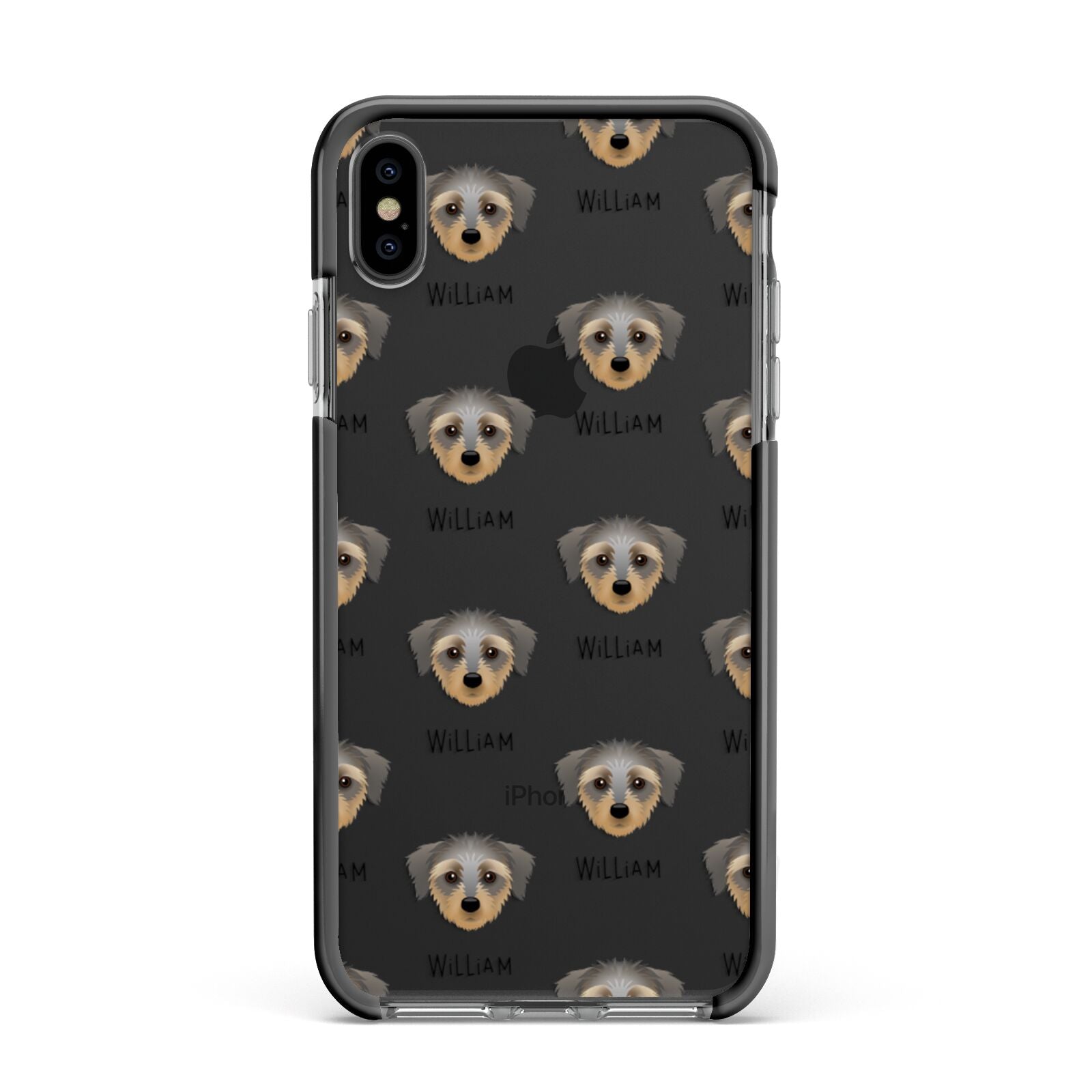 Dorkie Icon with Name Apple iPhone Xs Max Impact Case Black Edge on Black Phone