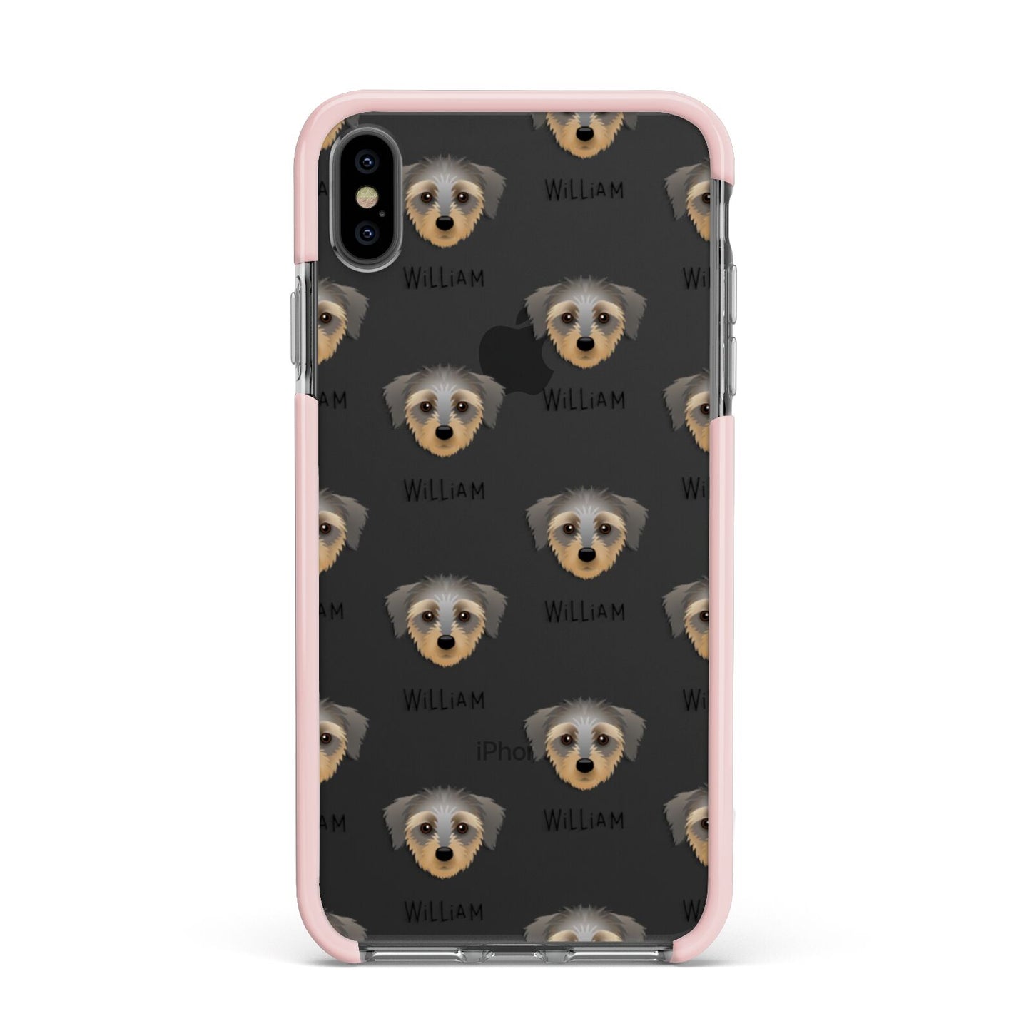 Dorkie Icon with Name Apple iPhone Xs Max Impact Case Pink Edge on Black Phone
