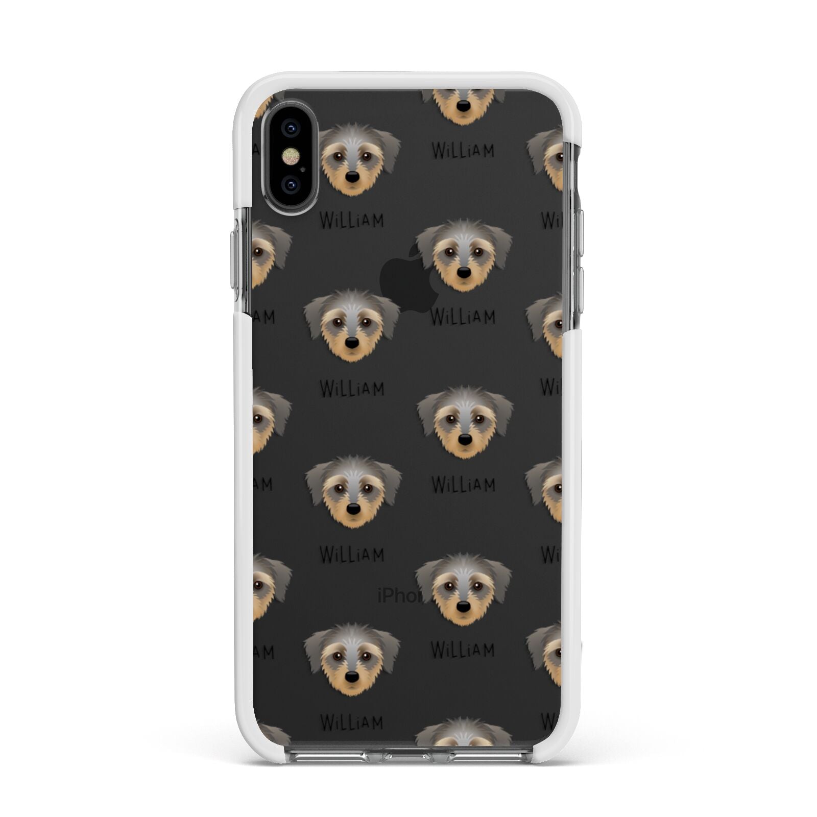 Dorkie Icon with Name Apple iPhone Xs Max Impact Case White Edge on Black Phone