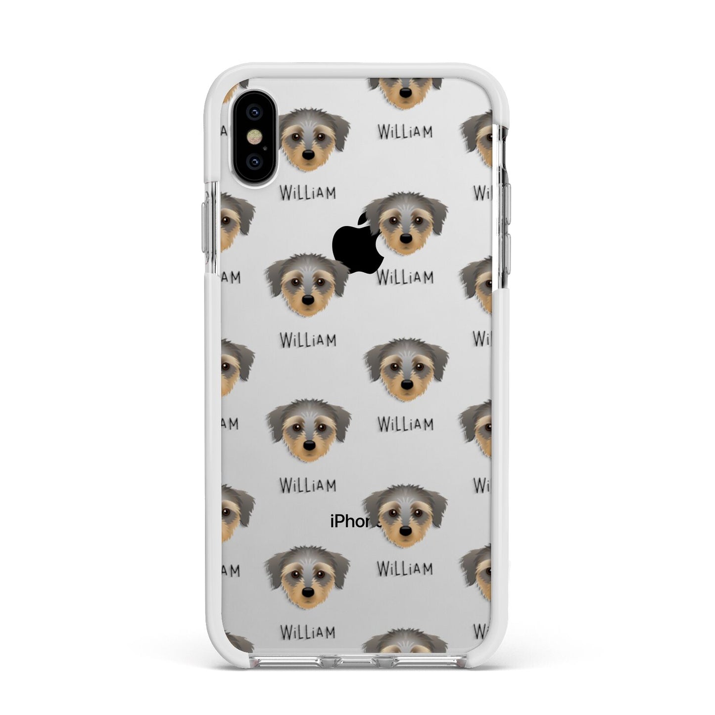 Dorkie Icon with Name Apple iPhone Xs Max Impact Case White Edge on Silver Phone