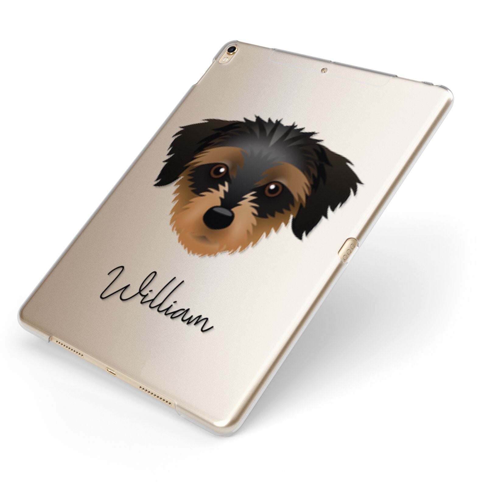Dorkie Personalised Apple iPad Case on Gold iPad Side View
