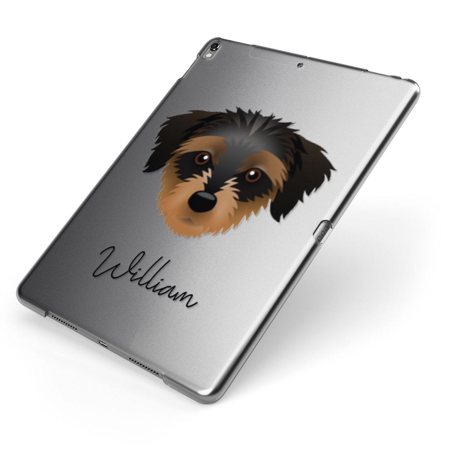 Dorkie Personalised Apple iPad Case on Grey iPad Side View
