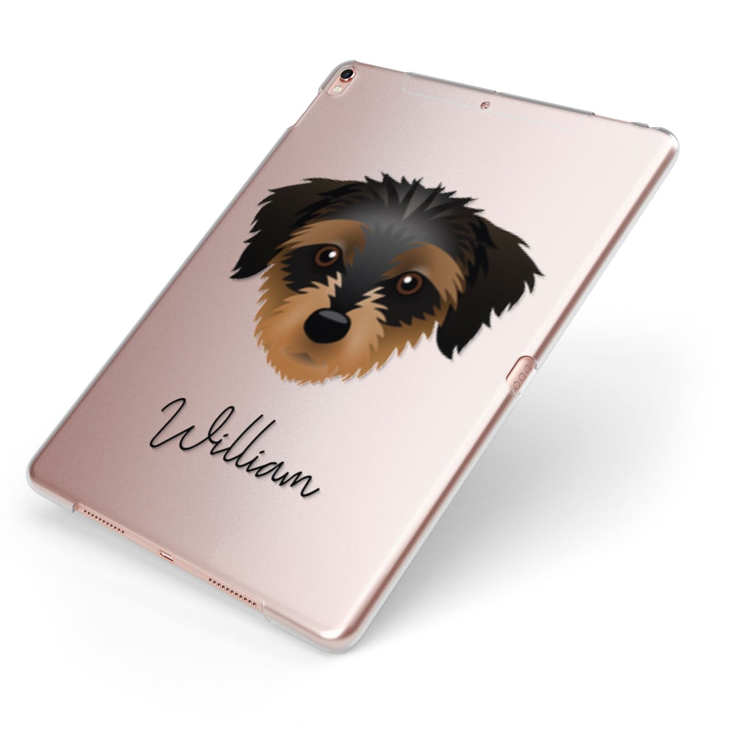 Dorkie Personalised Apple iPad Case on Rose Gold iPad Side View