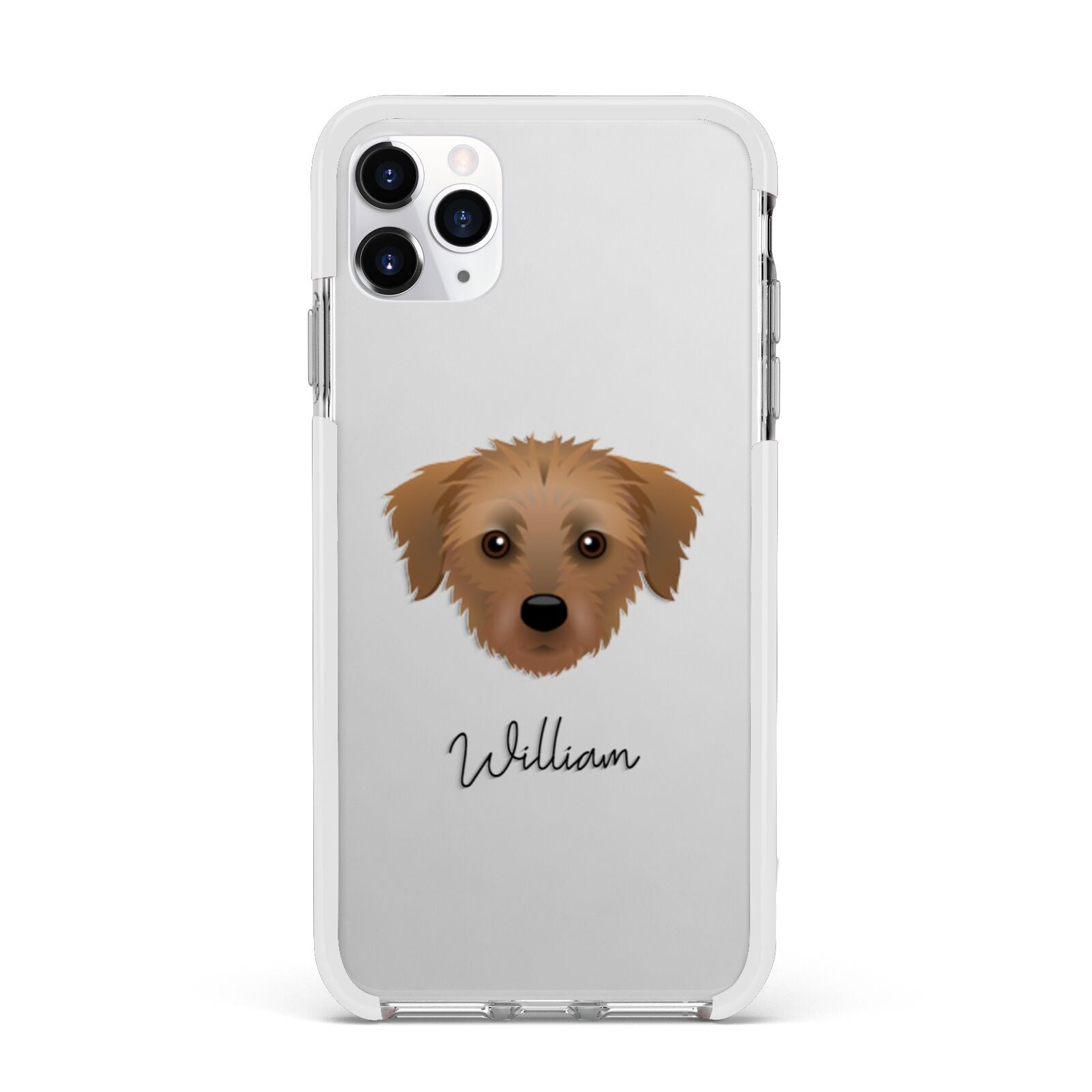 Dorkie Personalised Apple iPhone 11 Pro Max in Silver with White Impact Case