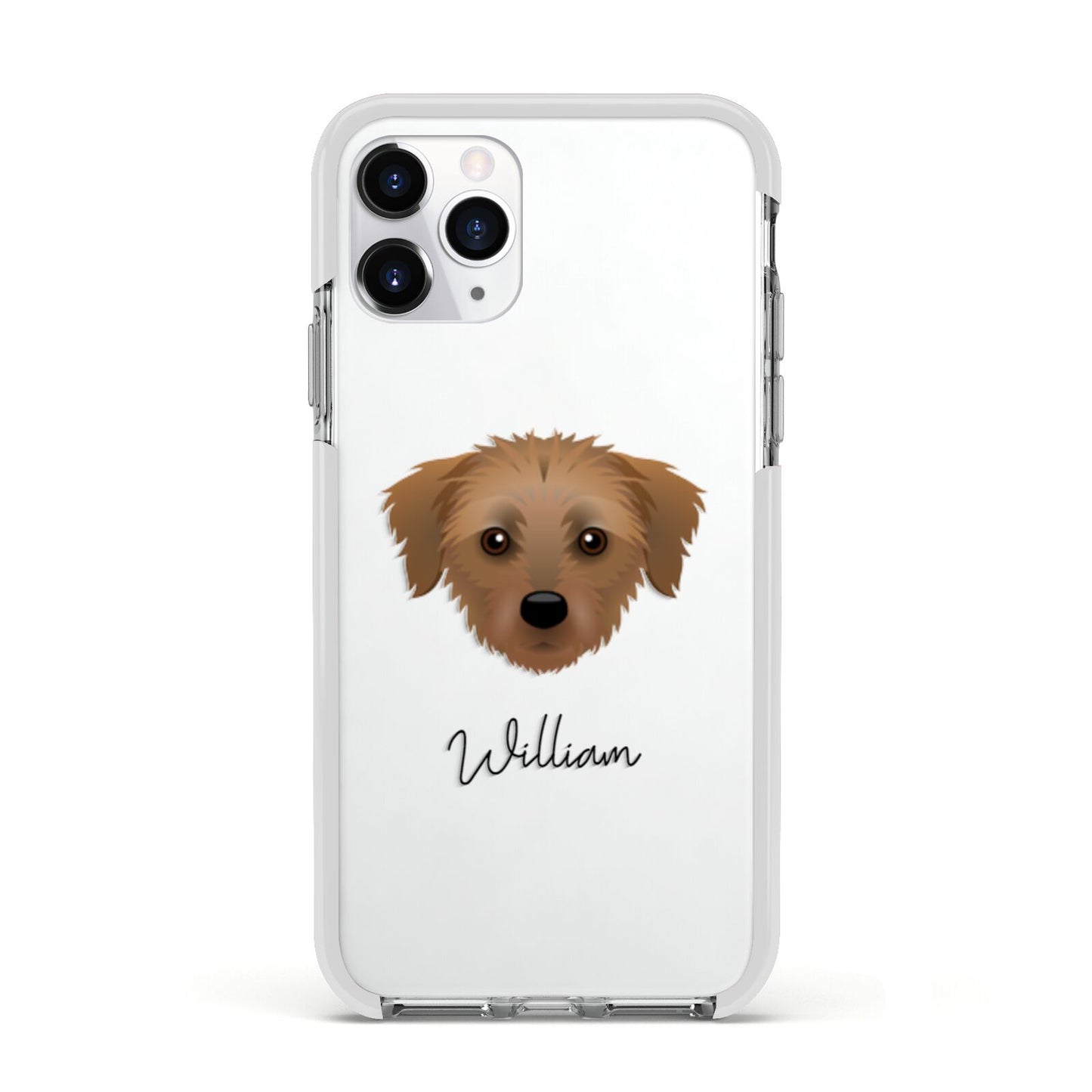 Dorkie Personalised Apple iPhone 11 Pro in Silver with White Impact Case