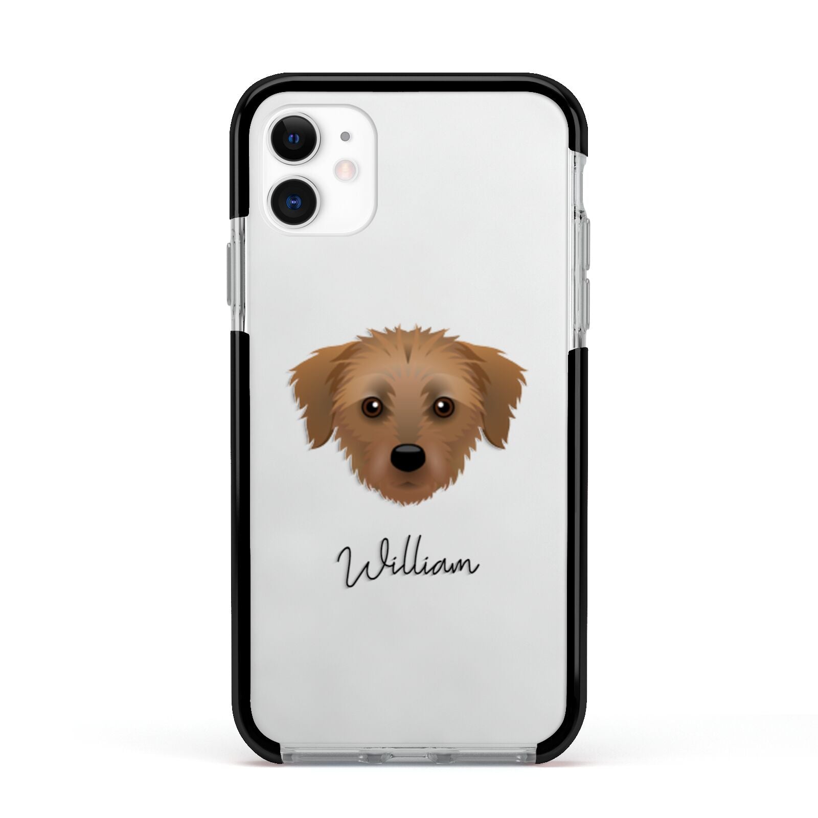 Dorkie Personalised Apple iPhone 11 in White with Black Impact Case