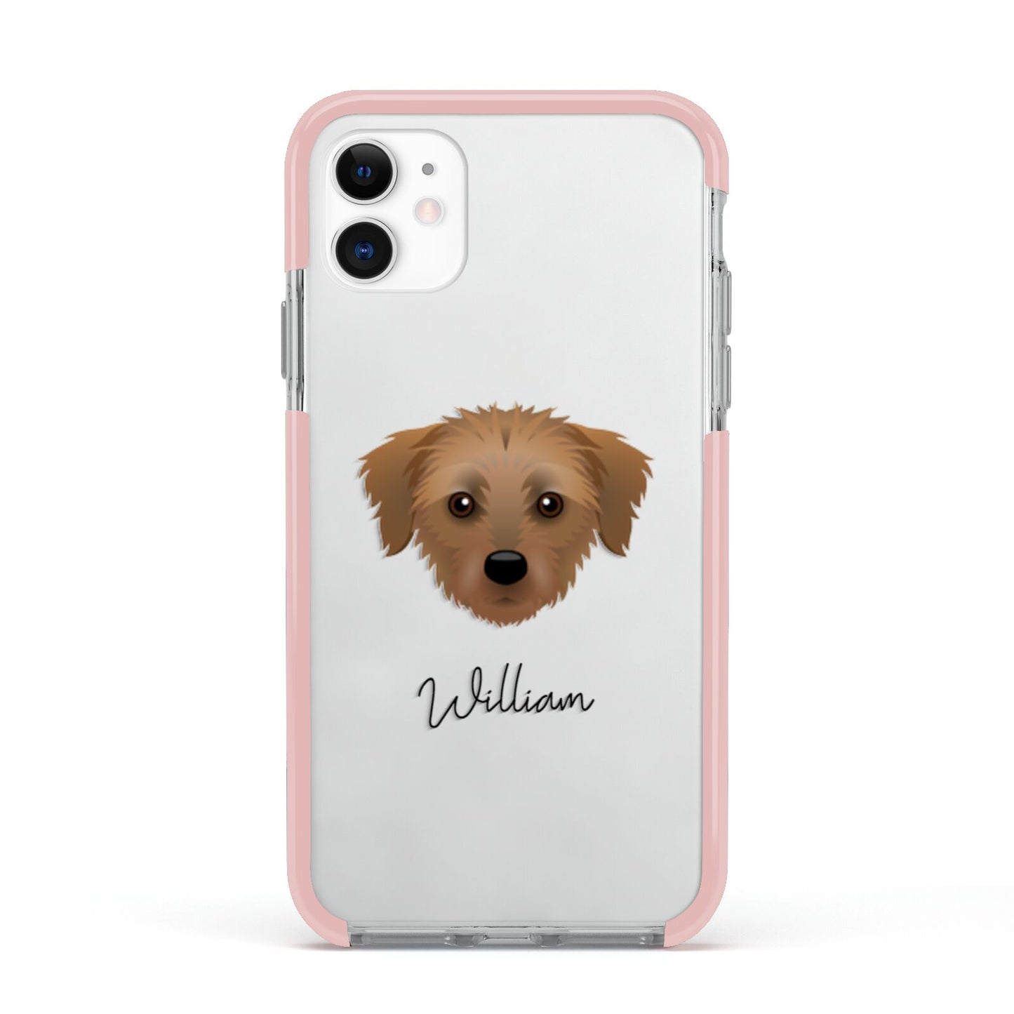 Dorkie Personalised Apple iPhone 11 in White with Pink Impact Case