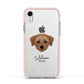 Dorkie Personalised Apple iPhone XR Impact Case Pink Edge on Silver Phone