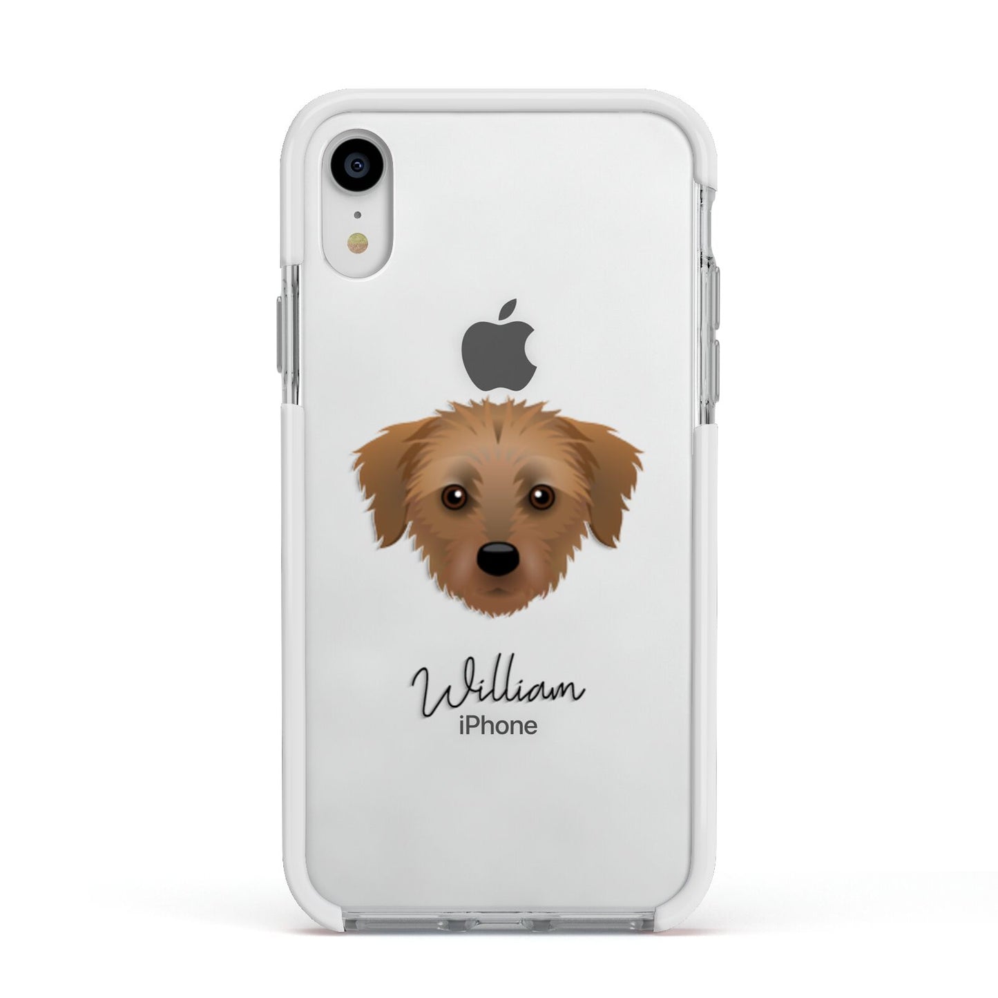Dorkie Personalised Apple iPhone XR Impact Case White Edge on Silver Phone