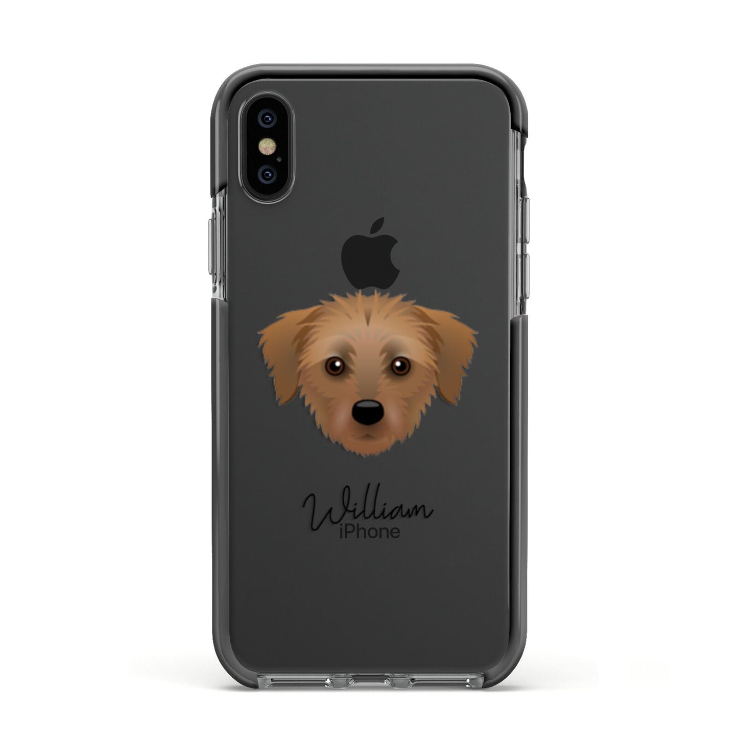 Dorkie Personalised Apple iPhone Xs Impact Case Black Edge on Black Phone