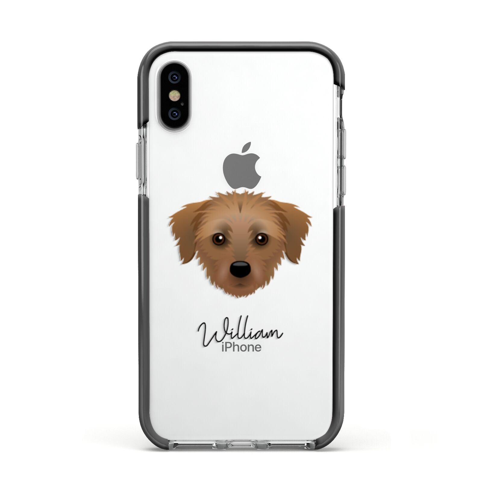 Dorkie Personalised Apple iPhone Xs Impact Case Black Edge on Silver Phone